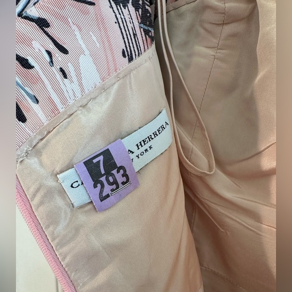 CAROLINA HERRERA 10 Silk Splash Parasol Print Strapless Cocktail Pink MADE USA - Picture 13 of 16